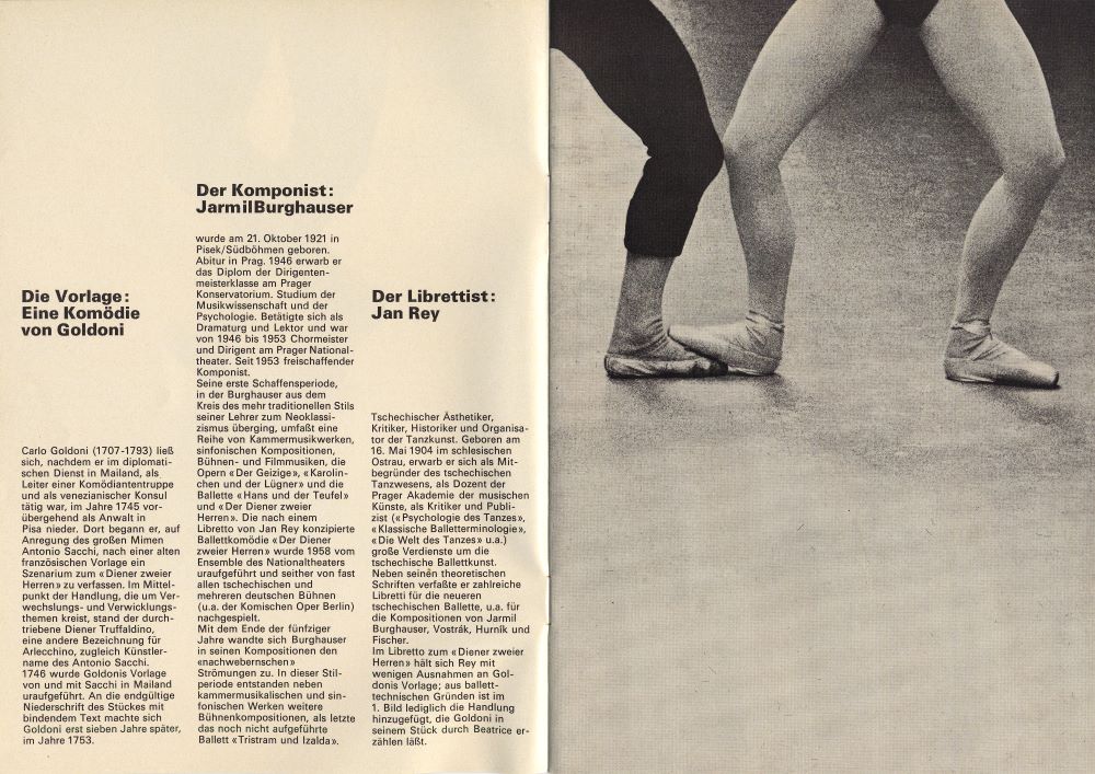 Program k inscenaci Sluha dvou pánů (1970), Der Diener zweier Herren (archiv Institutu Pavla Šmoka)