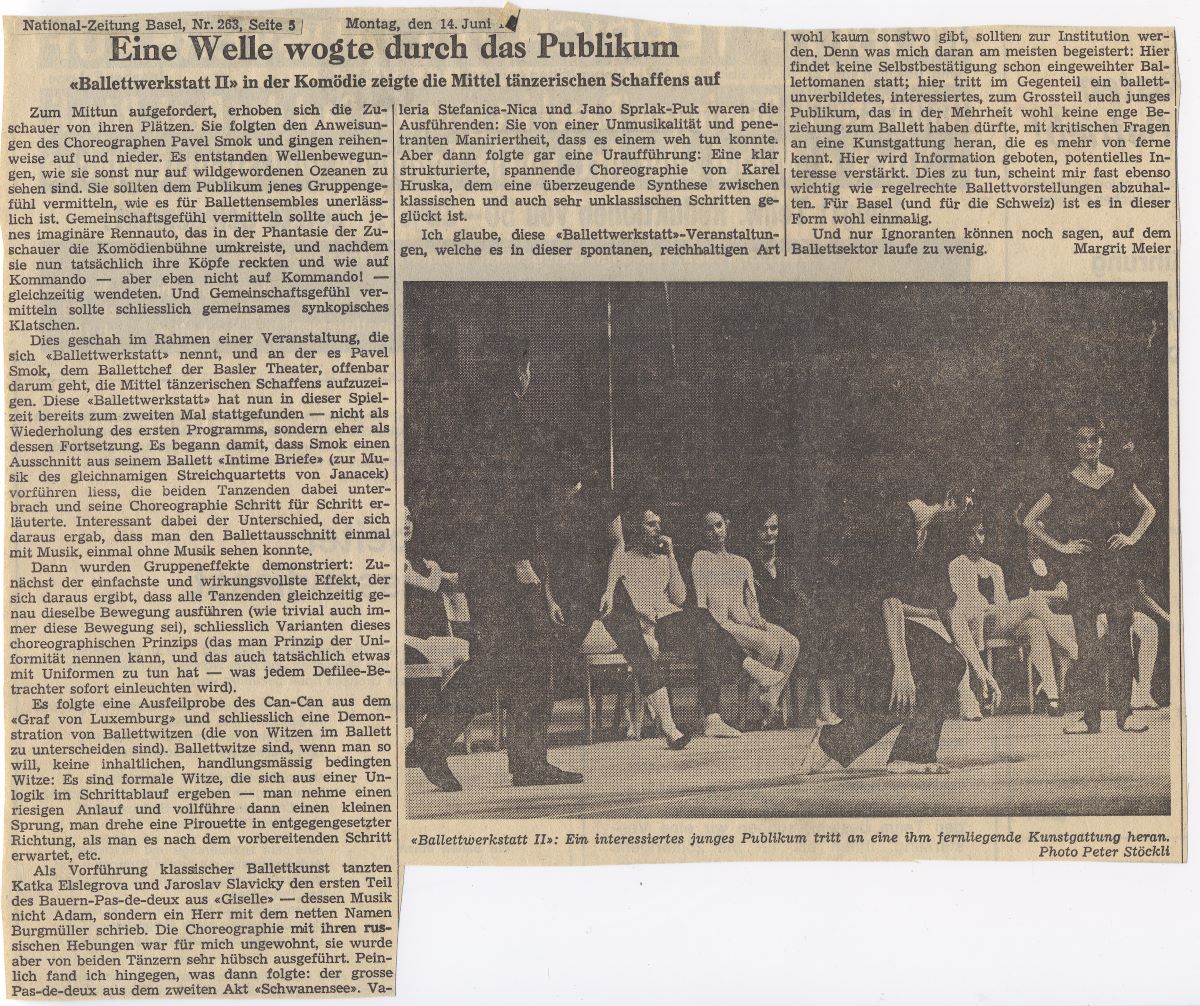 Ballettwerkstatt II – recenze v denním tisku (archiv IPŠ)