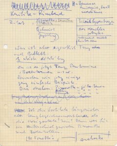 Ballettwerkstatt IV – rukopisné poznámky Pavla Šmoka (archiv IPŠ)
